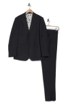 English Laundry Plaid Trim Fit Notch Lapel Wool Blend Two-piece Suit In Grey