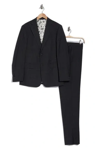 English Laundry Plaid Trim Fit Notch Lapel Wool Blend Two-piece Suit In Grey