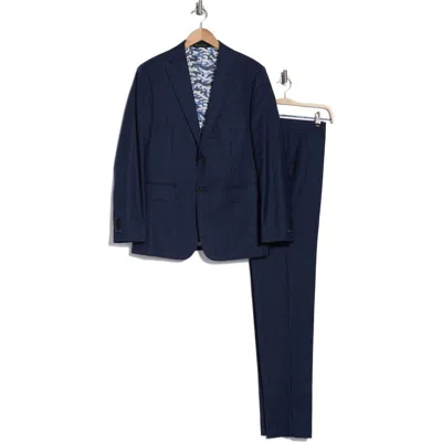 English Laundry Plaid Trim Fit Notch Lapel Wool Blend Two-piece Suit In Navy