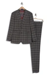 English Laundry Plaid Trim Fit Peak Lapel Two-piece Suit In Grey