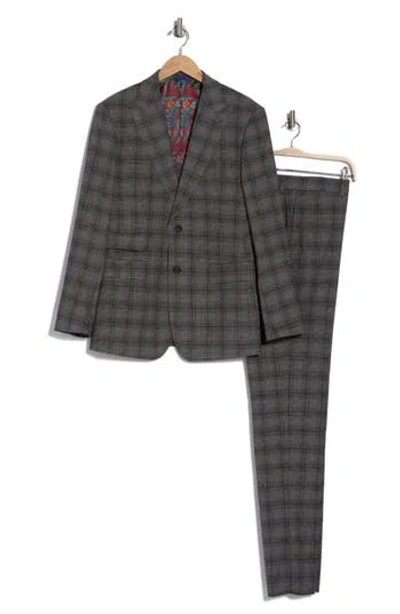 English Laundry Plaid Trim Fit Peak Lapel Two-piece Suit In Grey
