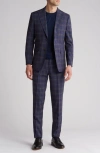 ENGLISH LAUNDRY ENGLISH LAUNDRY PLAID TRIM FIT PEAK LAPEL TWO-PIECE SUIT