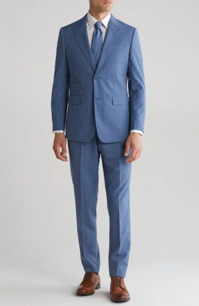 English Laundry Plaid Trim Fit Wool Blend Two-piece Suit In Blue