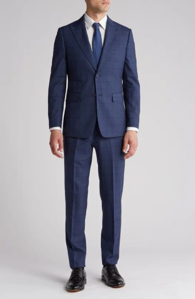 English Laundry Plaid Trim Fit Wool Blend Two-piece Suit In Blue