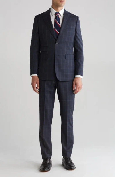 English Laundry Plaid Trim Fit Wool Blend Two-piece Suit In Blue