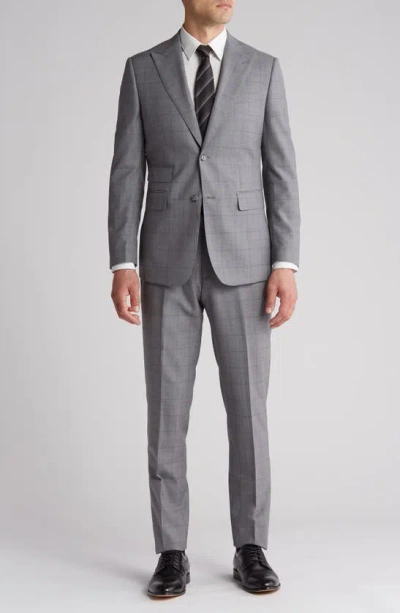 English Laundry Plaid Trim Fit Wool Blend Two-piece Suit In Gray