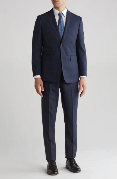 English Laundry Plaid Trim Fit Wool Blend Two-piece Suit In Navy