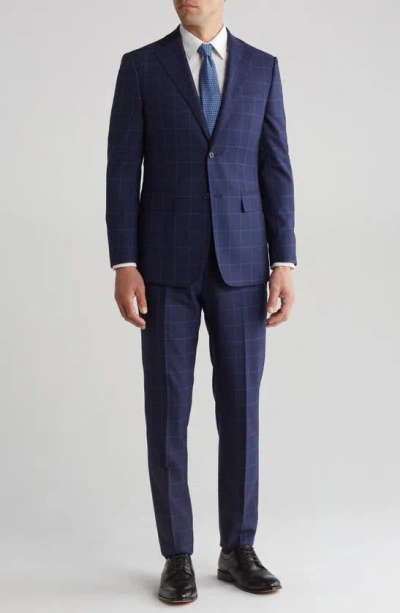 English Laundry Plaid Trim Fit Wool Blend Two-piece Suit In Navy