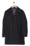 English Laundry Plaid Wool Blend Overcoat In Navy