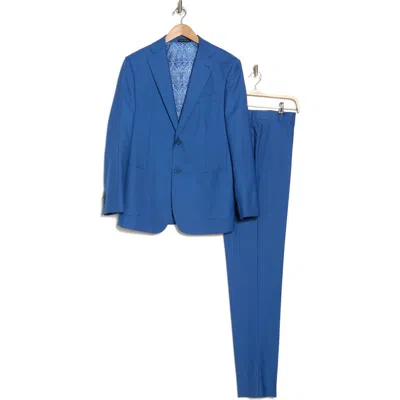 English Laundry Solid Blue Wool Blend Suit