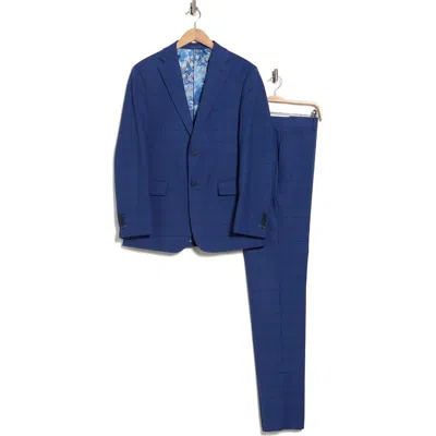 English Laundry Trim Fit Plaid Two-piece Suit In Blue