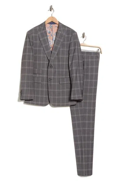 English Laundry Trim Fit Plaid Two-piece Suit In Gray