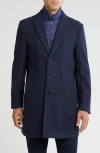 English Laundry Wool Blend Plaid Coat With Bib In Blue