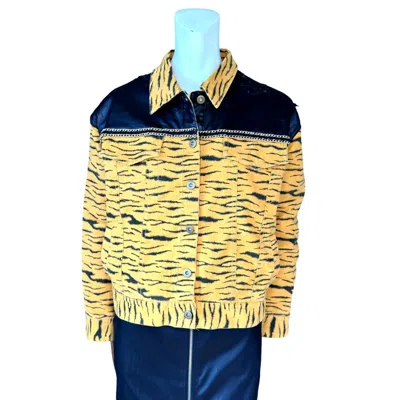English Rose Tiger Vintage Style Bomber Jacket In Gold, Black In Multi