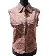 English Rose Women's Animal Print Distressed Vest In Blush/black In Multi