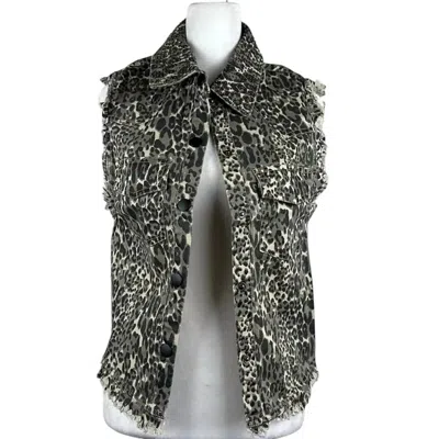 English Rose Women's Animal Print Distressed Vest In Tan/black In Multi
