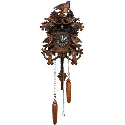 Engs Tler Battery-operated Cuckoo Clock - Full Size - 9.25"h X 7.5"w X 6"d In Brown
