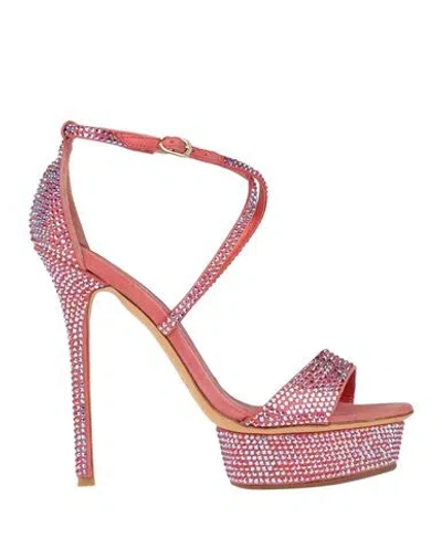 Enio Silla For Le Silla Woman Sandals Coral Size 7.5 Leather In Red