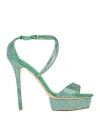 Enio Silla For Le Silla Woman Sandals Green Size 10 Leather