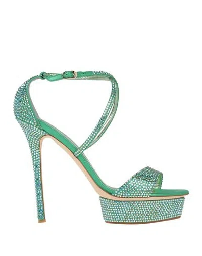 Enio Silla For Le Silla Woman Sandals Green Size 10 Leather