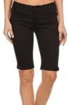 Enjean Women's Classic Rolled Solid Bermuda Shorts In Black In Black