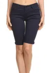 Enjean Women's Classic Rolled Solid Bermuda Shorts In Blue In Blue