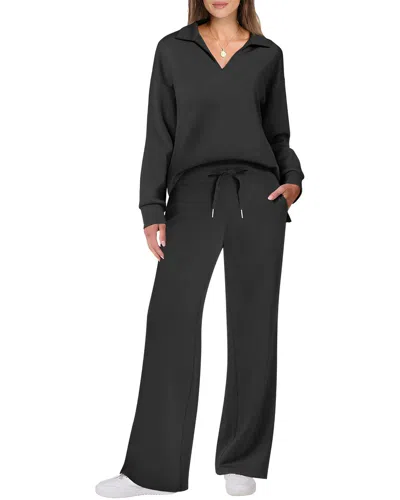 Enjoy Petra 2pc Blouse & Pant Set In Black