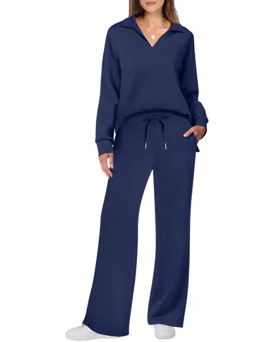 Enjoy Petra 2pc Blouse & Pant Set In Blue