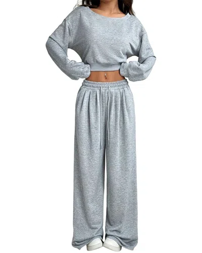 Enjoy Petra 2pc Blouse & Pant Set In Gray