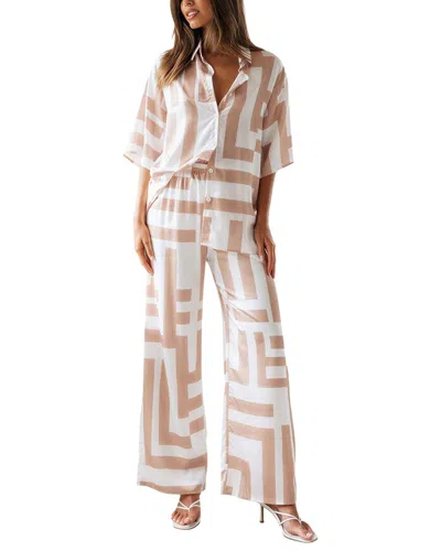 Enjoy Petra 2pc Shirt & Pant Set In Brown
