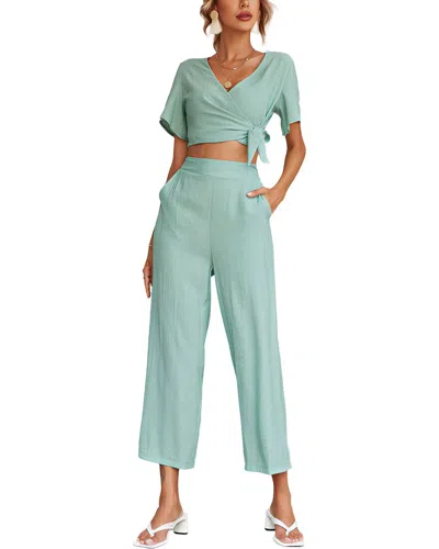 Enjoy Petra 2pc Top & Pant Set In Green