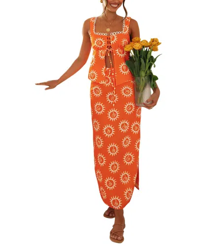 Enjoy Petra 2pc Top & Skirt Set In Orange