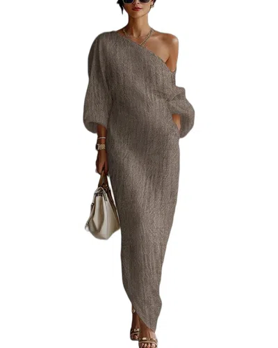 Enjoy Petra One-shoulder Maxi Dress In Brown