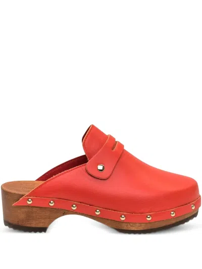 Ennequadro Leather Clogs In Orange