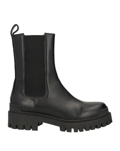 ENNEQUADRO ENNEQUADRO WOMAN ANKLE BOOTS BLACK SIZE 11 CALFSKIN