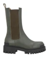Ennequadro Woman Ankle Boots Military Green Size 7 Calfskin