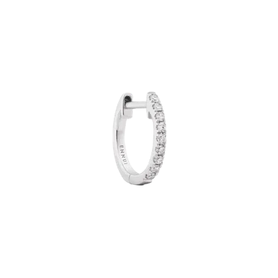 Ennui Hoop White Diamond & Plain White Gold In Metallic