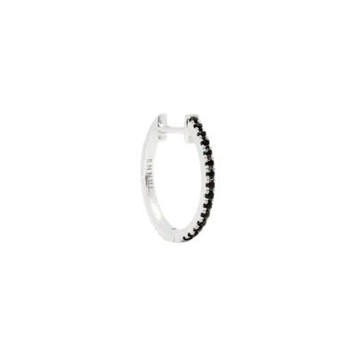 Ennui Hoop Black/white Diamond & White Gold In Silver