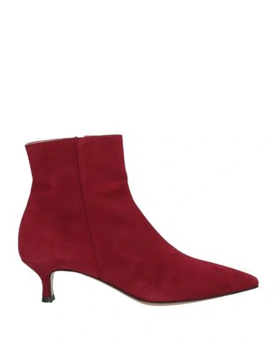 Enrico Antinori Woman Ankle Boots Brick Size 8.5 Leather In Red