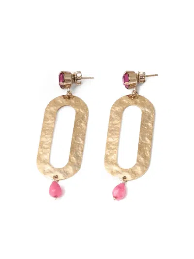 Pre-owned Enrico Coveri Couture Vintage 1980s Rhinestone-embellished Earrings In Gold