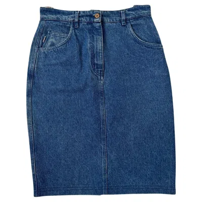 Pre-owned Enrico Coveri Vintage Denim Skirt In Purple