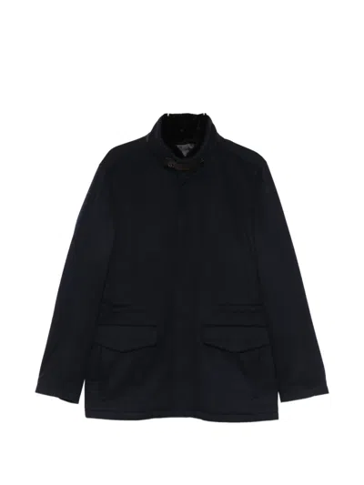 Enrico Mandelli High-neck Flap-pocket Jacket In Black