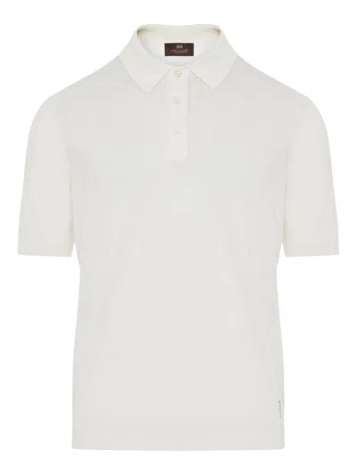 Enrico Mandelli Logo Plaque Knitted Polo Shirt In White