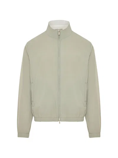 Enrico Mandelli Logo-embroidered Zip-up Jacket In Green