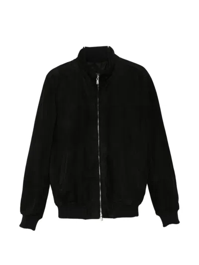 Enrico Mandelli Suede Bomber Jacket In Black