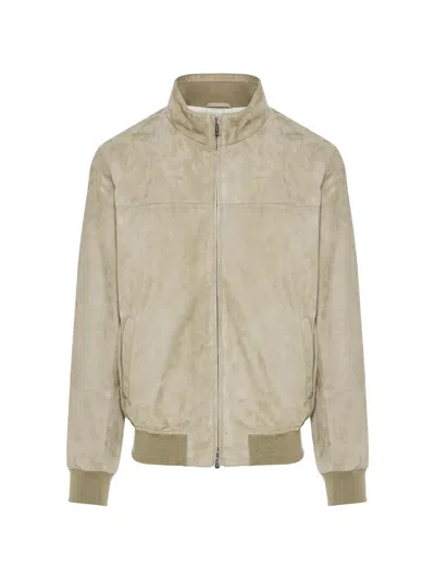 Enrico Mandelli Suede-finish Zip-up Jacket In Multi