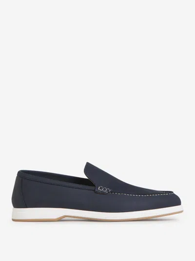 Enrico Mandelli Yacht Leather Loafers In Blue