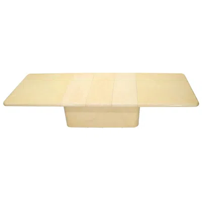 Pre-owned Enrique Garcel Expandable Extra Long Faux Lacquered Goat Skin Dining Conference Table In Orange