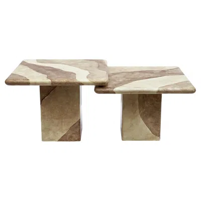 Pre-owned Enrique Garcel Set Of Mid Century Postmodern Side Tables Or Cocktail Table After  In Brown