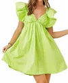 Ensemble Flutter Sleeve Mini Dress In Lime In Green